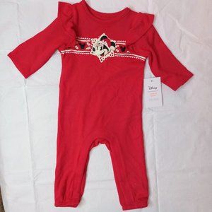 Jumping Beans Disney’s Minnie Mouse Baby Girl Ruffle-Sleeve Holiday Jumpsuit